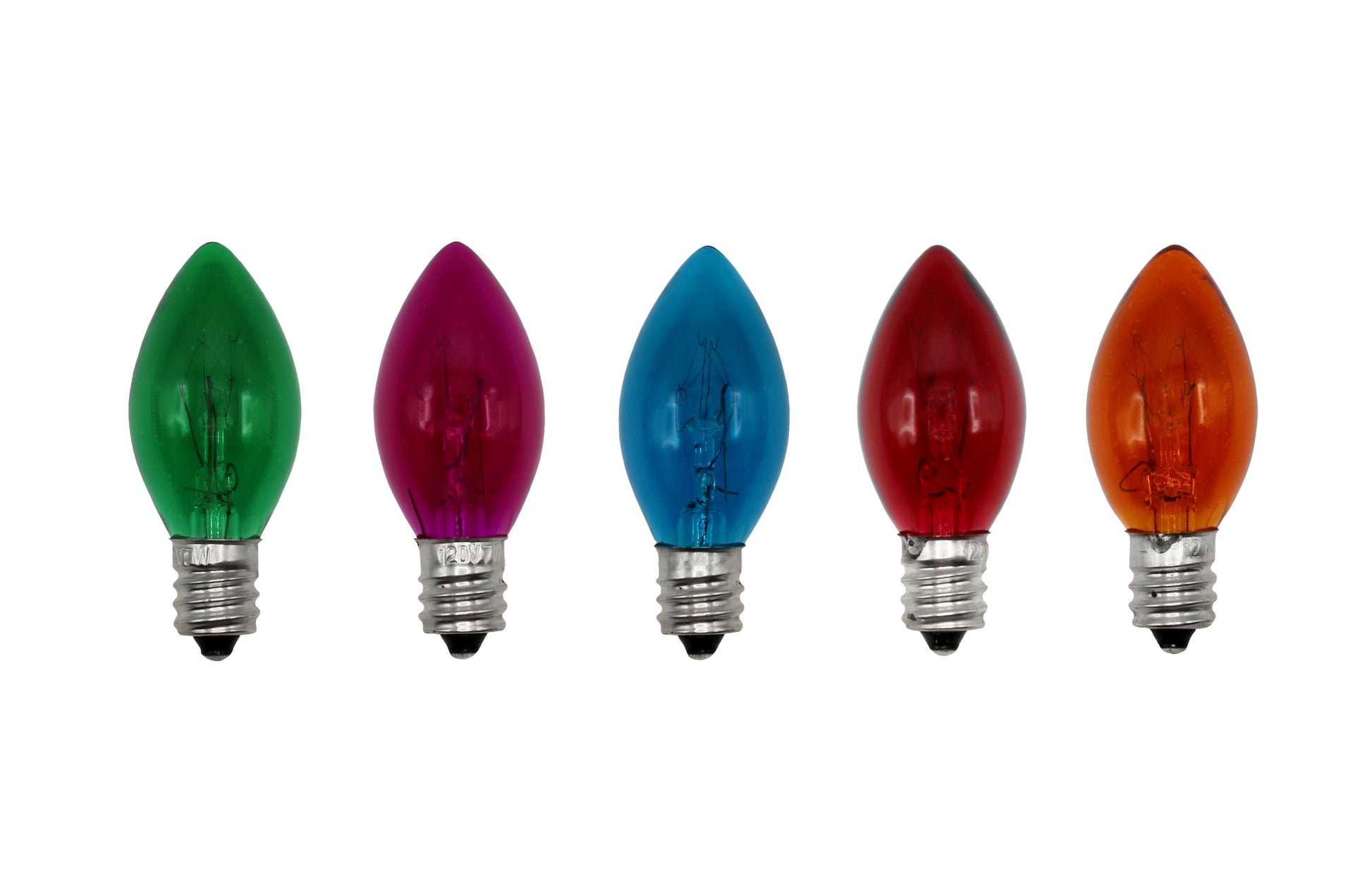 Box of 25 Colored Light Bulbs, Random Blinking, 7 Watt, C7 Candelabra Base - view 5