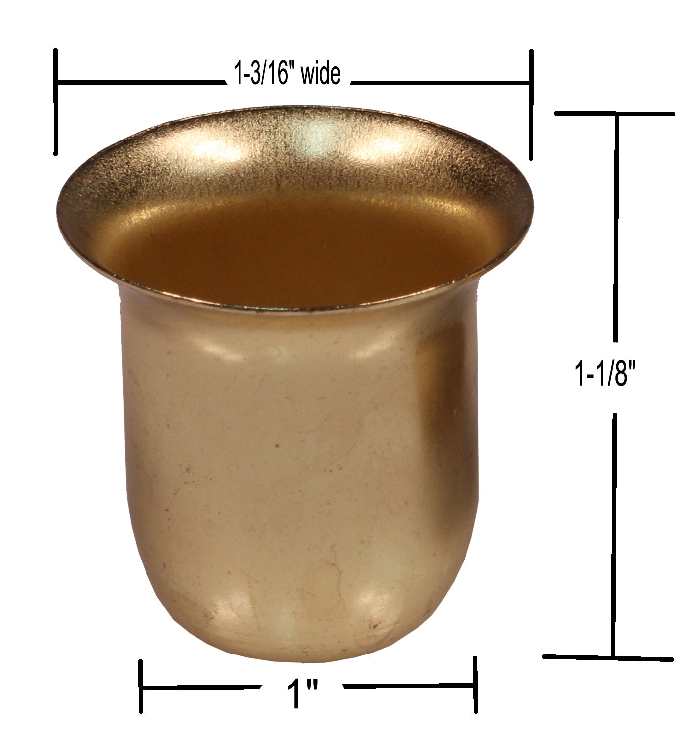 Creative Hobbies Metal Candle Cups fit Standard Tapered Wax Candles or Votive - side view