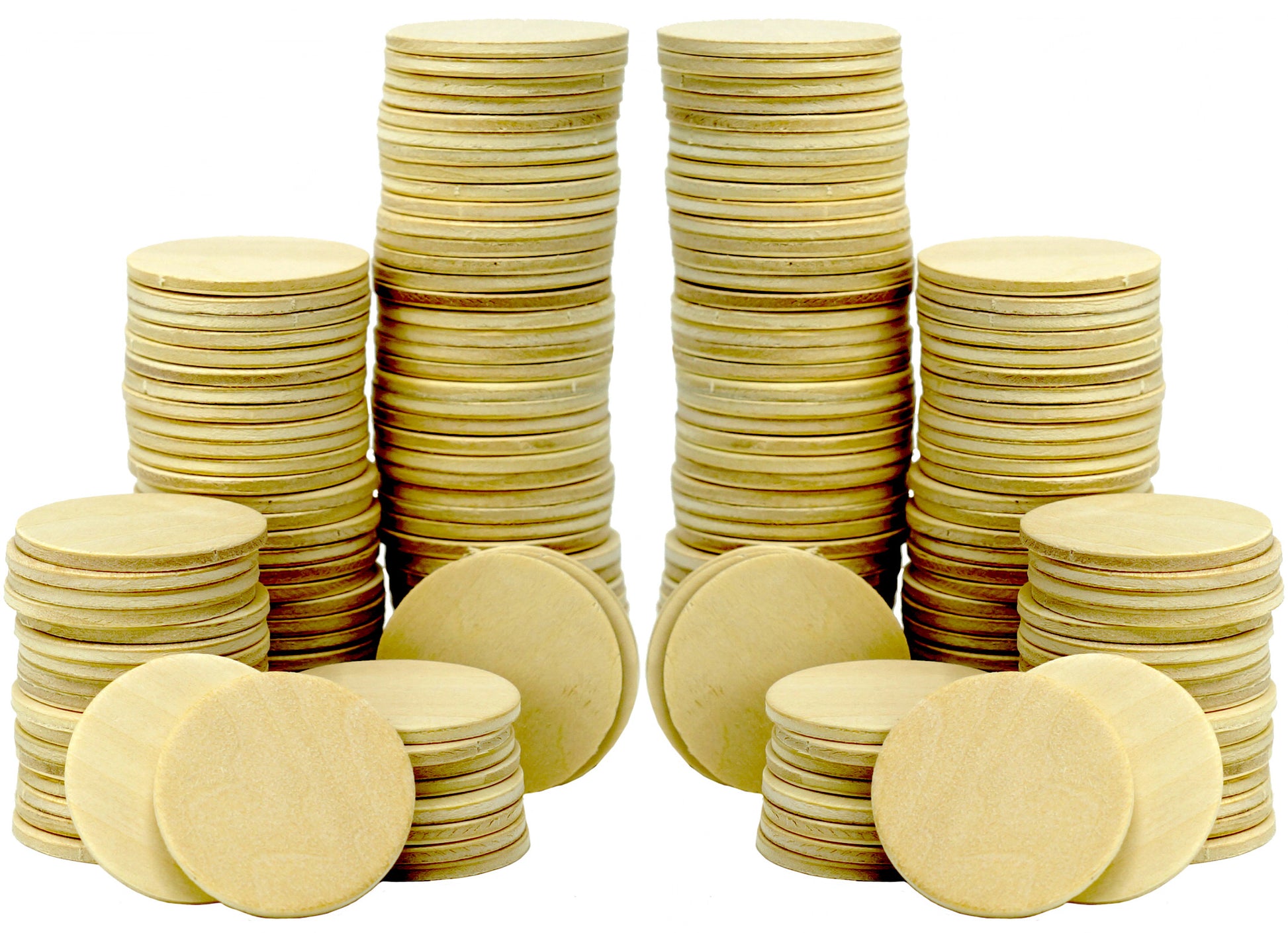 200 Piece Pack of 1.5 Inch Round Wood Cutout Circles Chips for Arts & Crafts - for diy