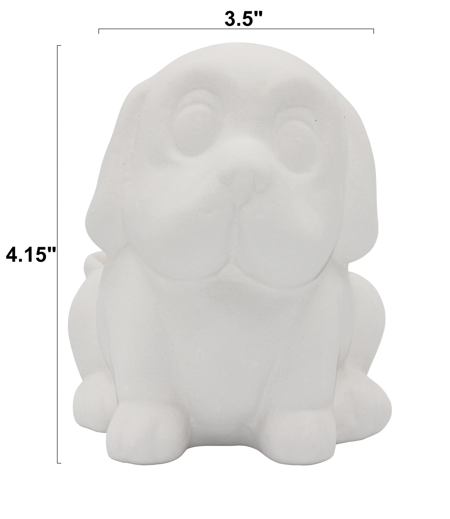 4 Pack of Ready to Paint Ceramic Bisque Dog Piggy Banks - side view