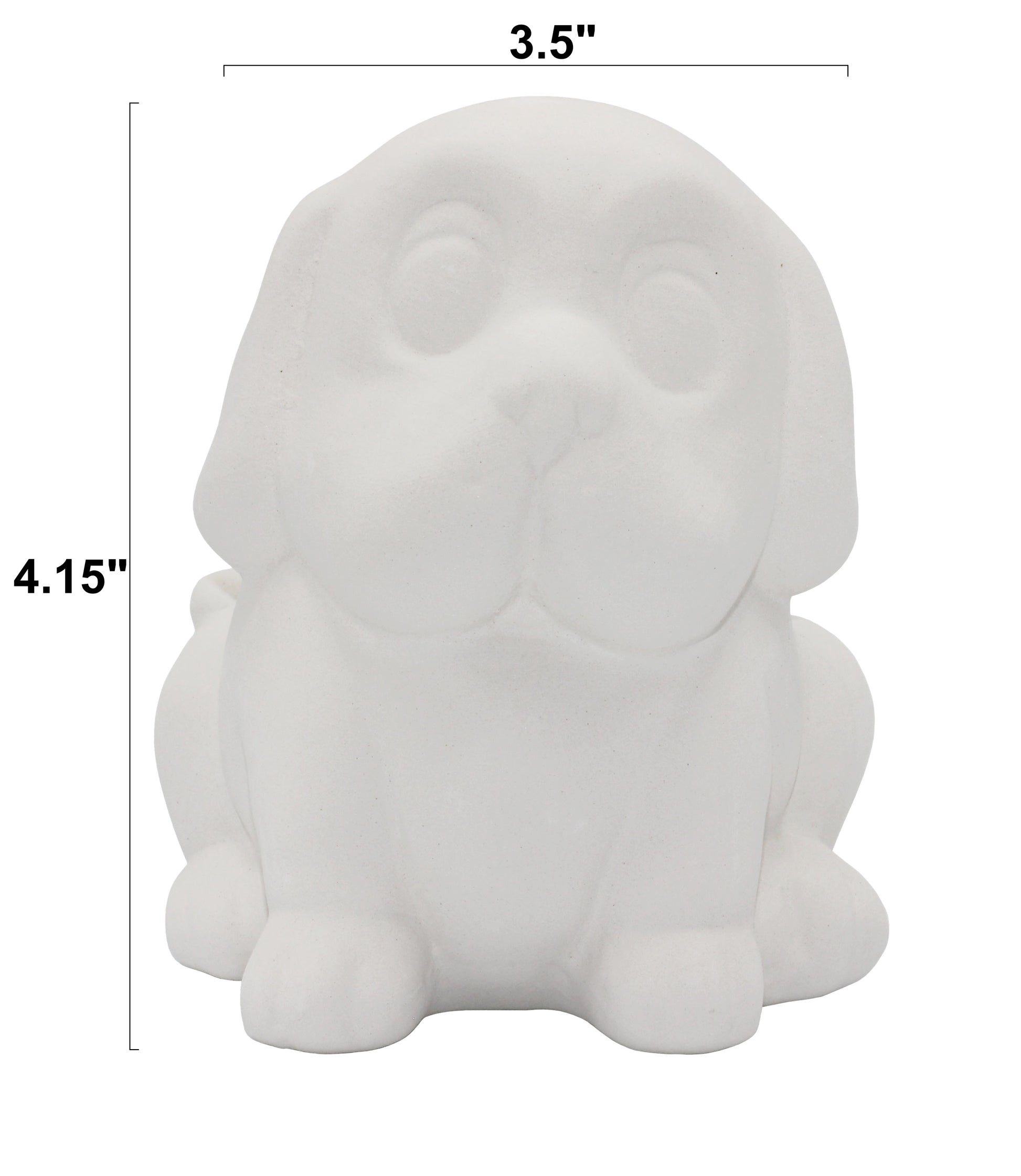 4 Pack of Ready to Paint Ceramic Bisque Dog Piggy Banks - side view