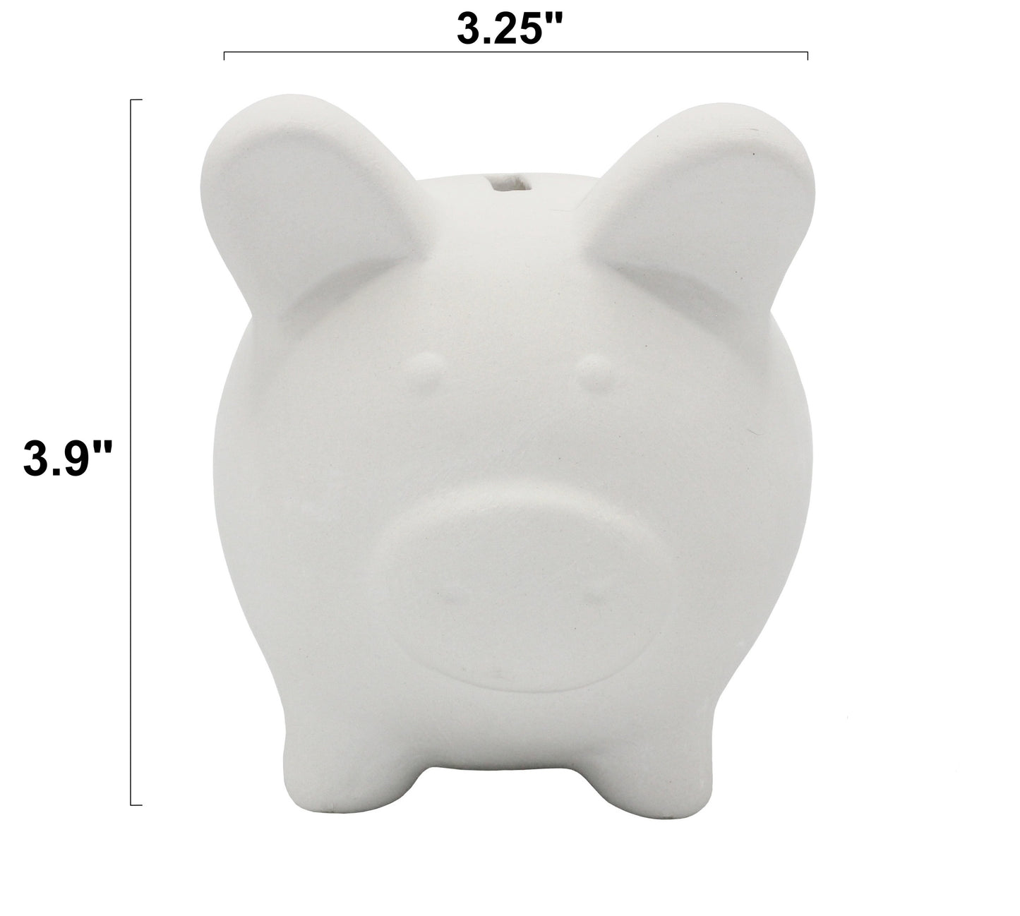 4 Pack of Ready to Paint Ceramic Bisque Piggy Banks - detail