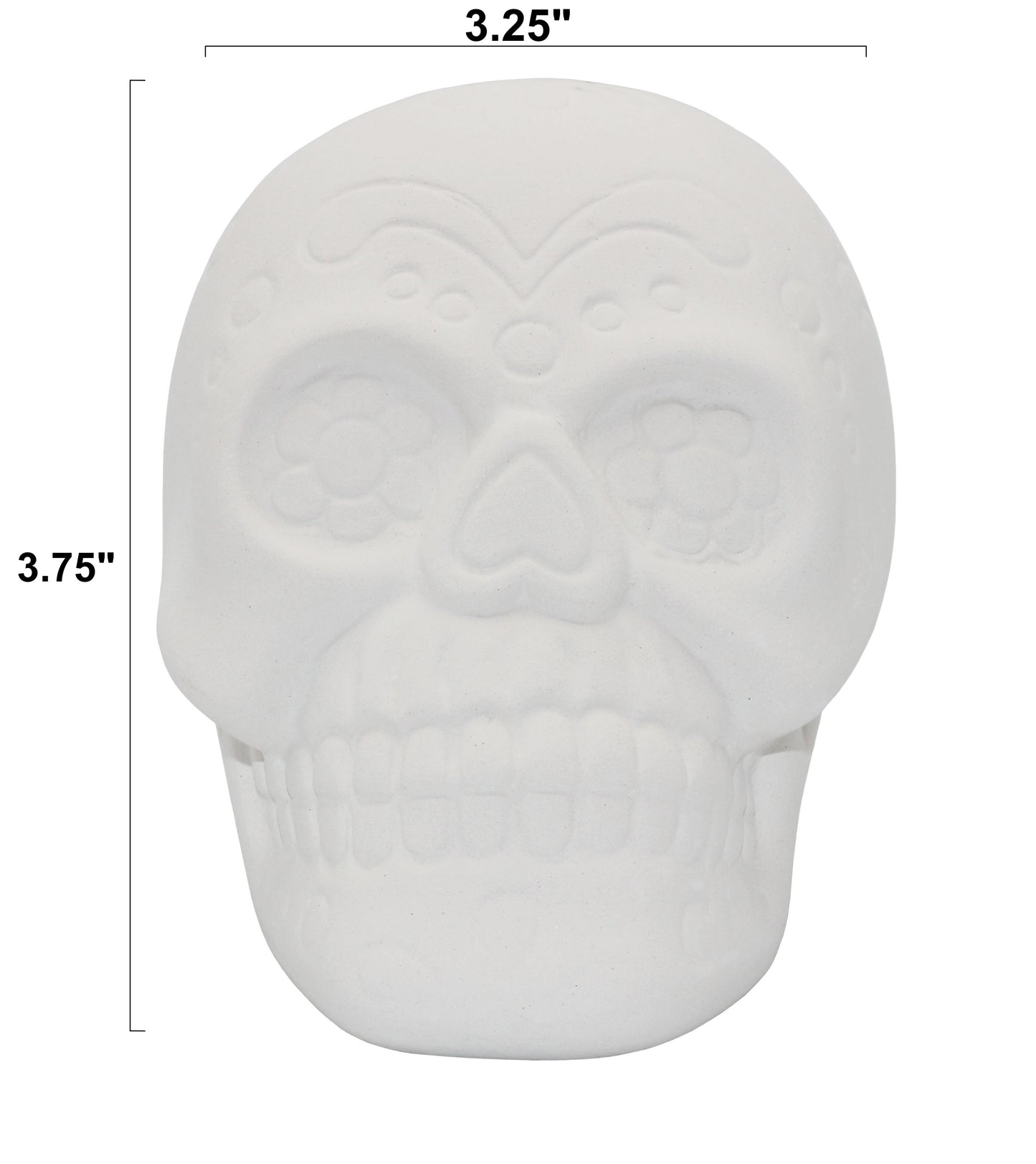 4 Pack of Ceramic Bisque Sugar Skull Shape Halloween Figurines - detail
