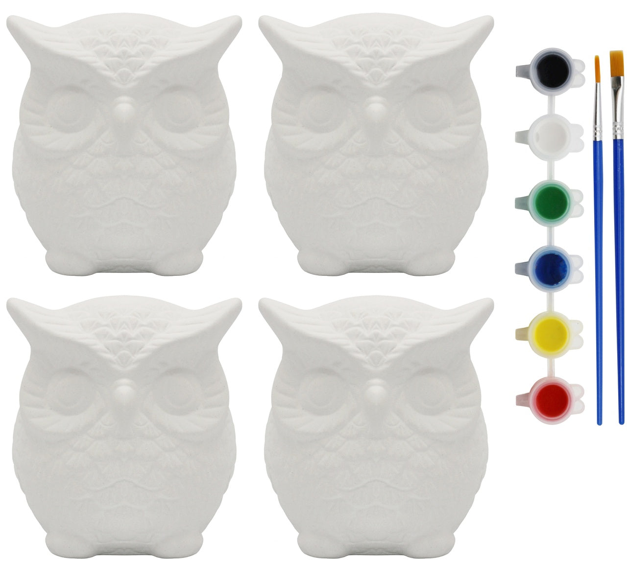 4 Pack of Ready to Paint Ceramic Bisque Owl Shape Figurines - view 8