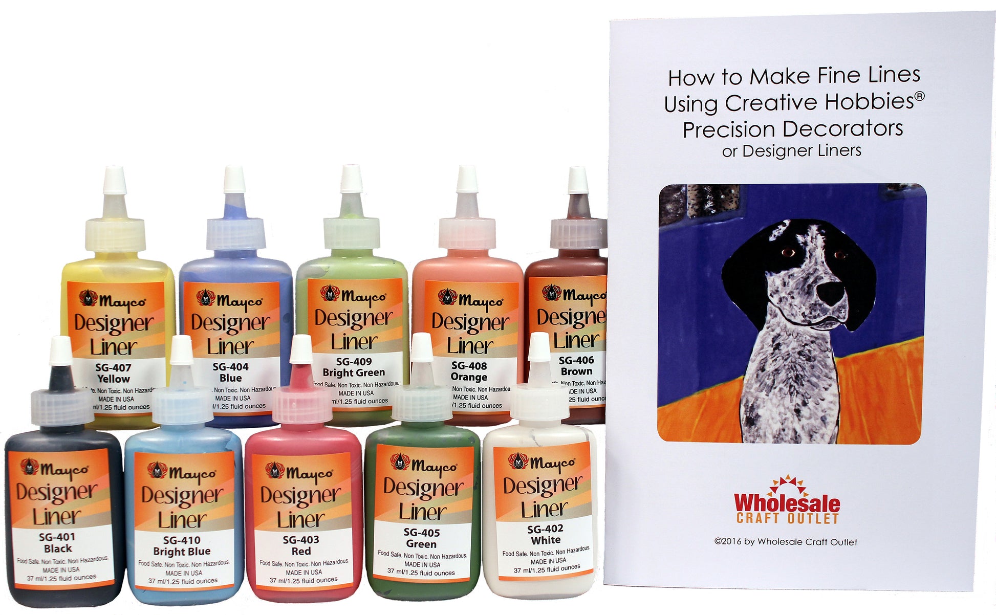 Mayco Designer Liner Ceramic Glaze Writers - 1.25 Ounce Each, Kit of All 10 - metal