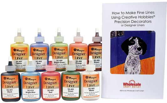 Mayco Designer Liner Ceramic Glaze Writers - 1.25 Ounce Each, Kit of All 10 - metal