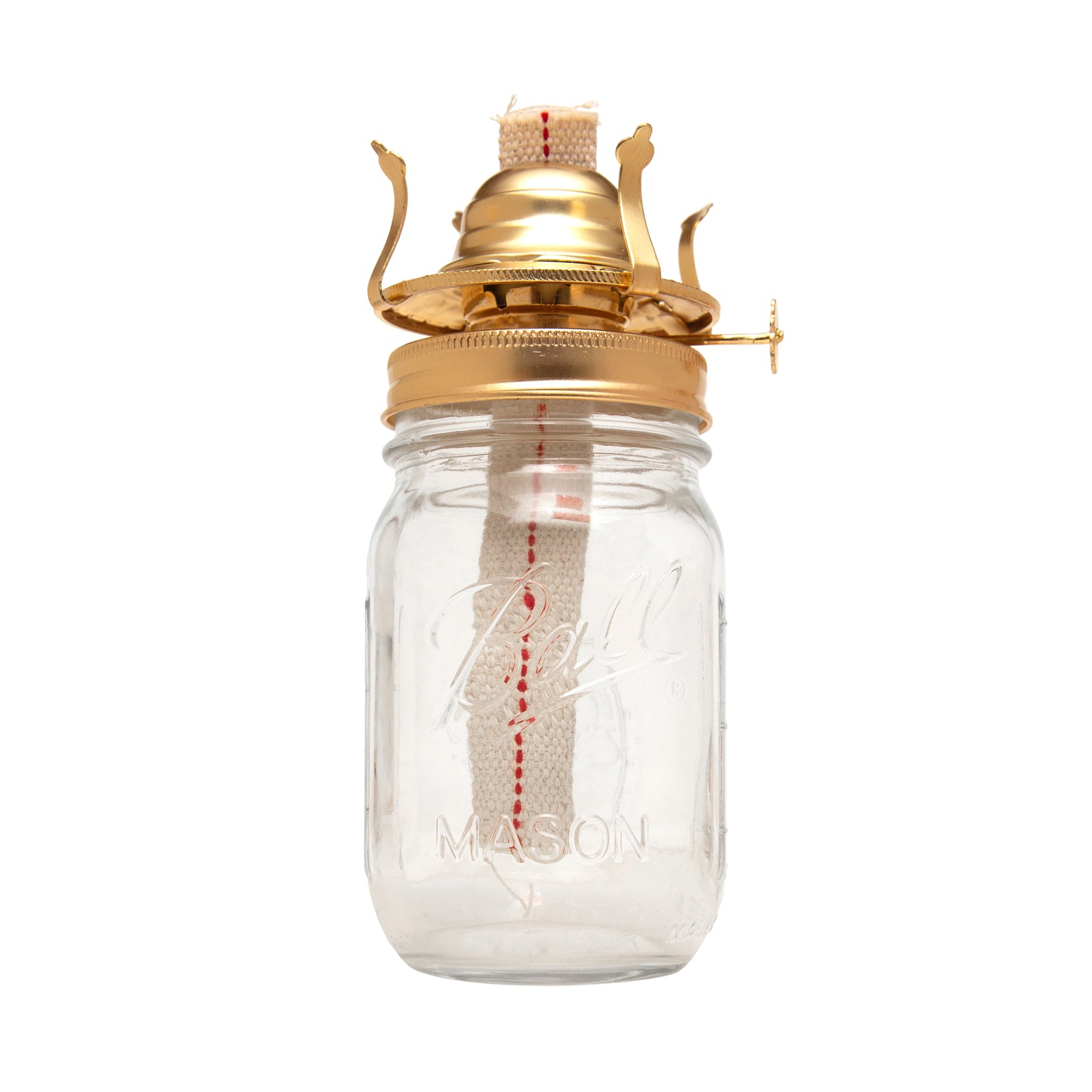 Brass Plated Oil Burner for Mason Jars - Turn Any Mason Jar into a Vintage Lamp - side view