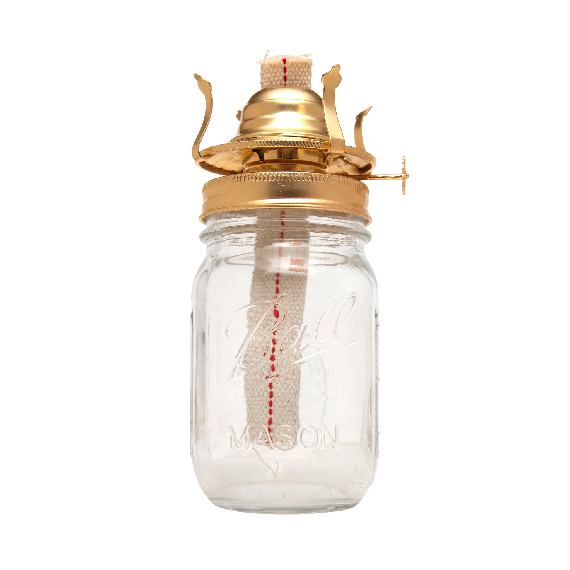 Brass Plated Oil Burner for Mason Jars - Turn Any Mason Jar into a Vintage Lamp - side view