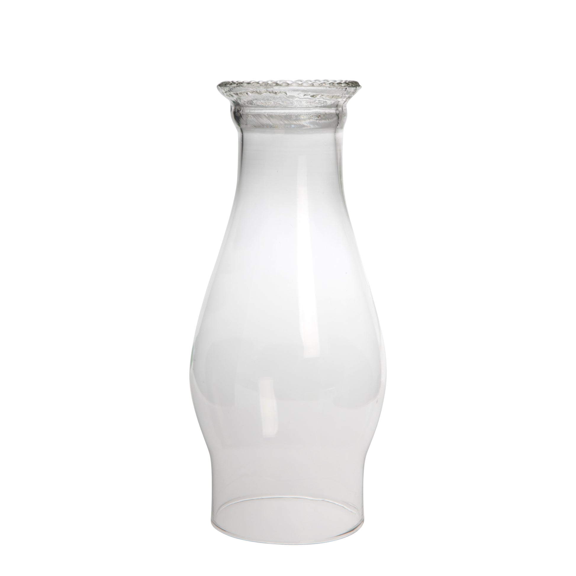 Glass Chimney with Beaded Top - Elegantly Crafted Replacement for Vintage Oil