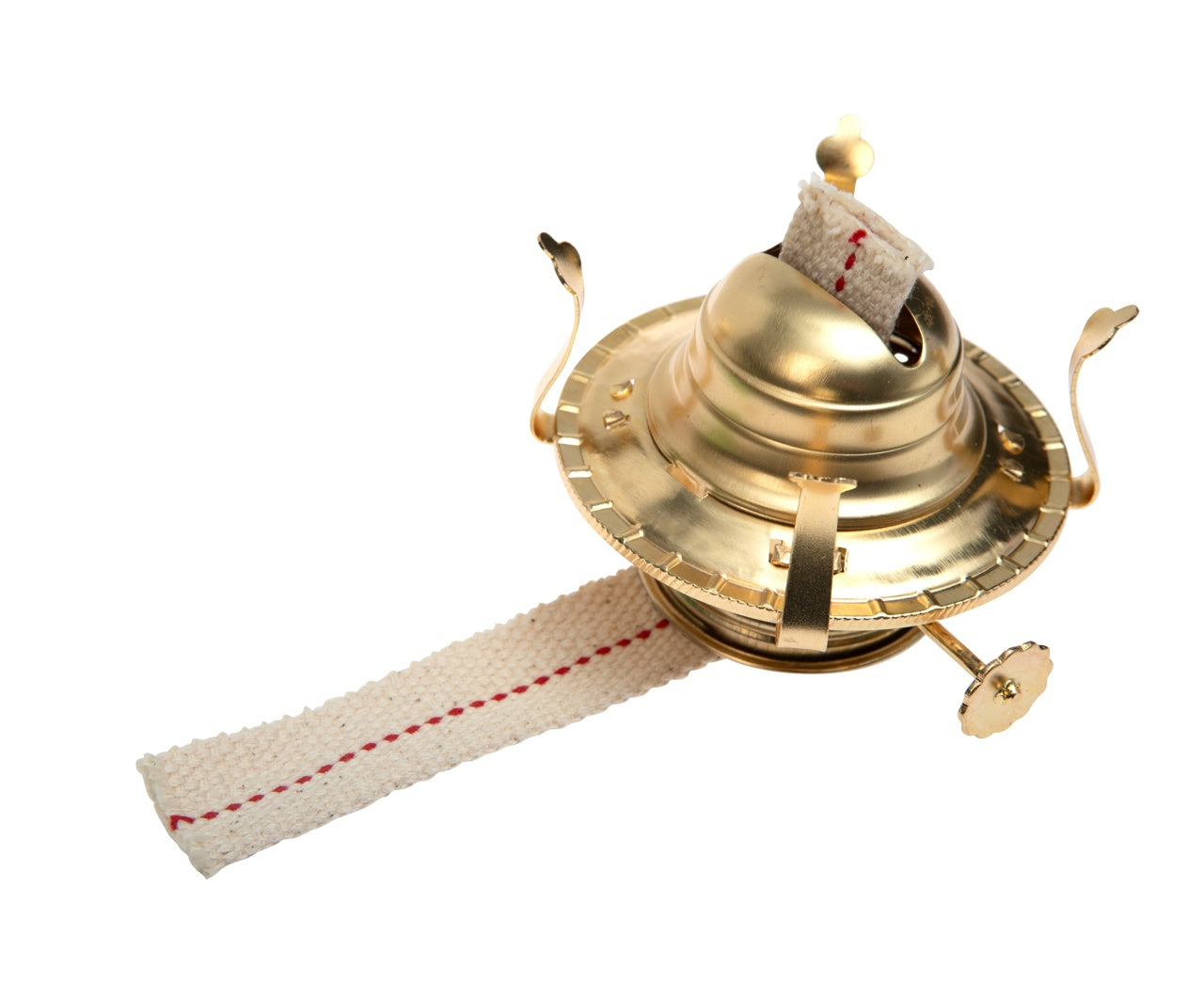 Brass Plated Oil Burner with Cotton Wick - Replacement for Antique Kerosene - side view