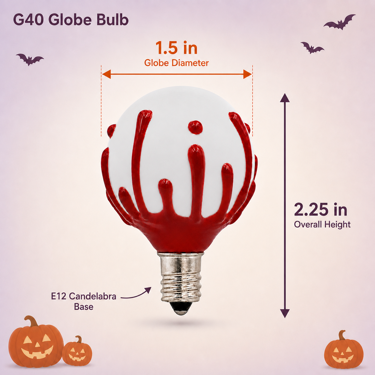 Creative Hobbies G40 Red Drip Halloween LED Bulbs 0.4W 120V E12 - 10 Pack