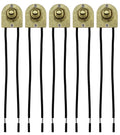 5 Pack of Metal Push Button On/Off Switches, Single Circuit, 3A-120V, Brass Finish, Metal Bushing with 6 Inch Wire Leads Stripped Ends