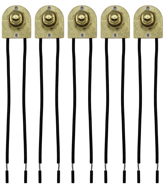 5 Pack of Metal Push Button On/Off Switches, Single Circuit, 3A-120V, Brass