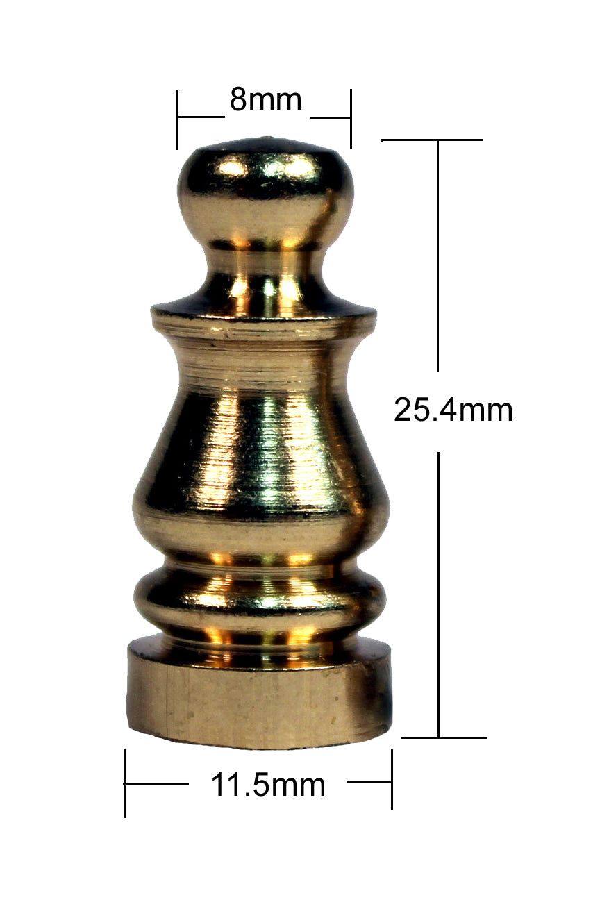 Solid Brass Lamp Shade Finial ELY505 -1 inch Tall, Brass Plated, Pack of 2 - side view