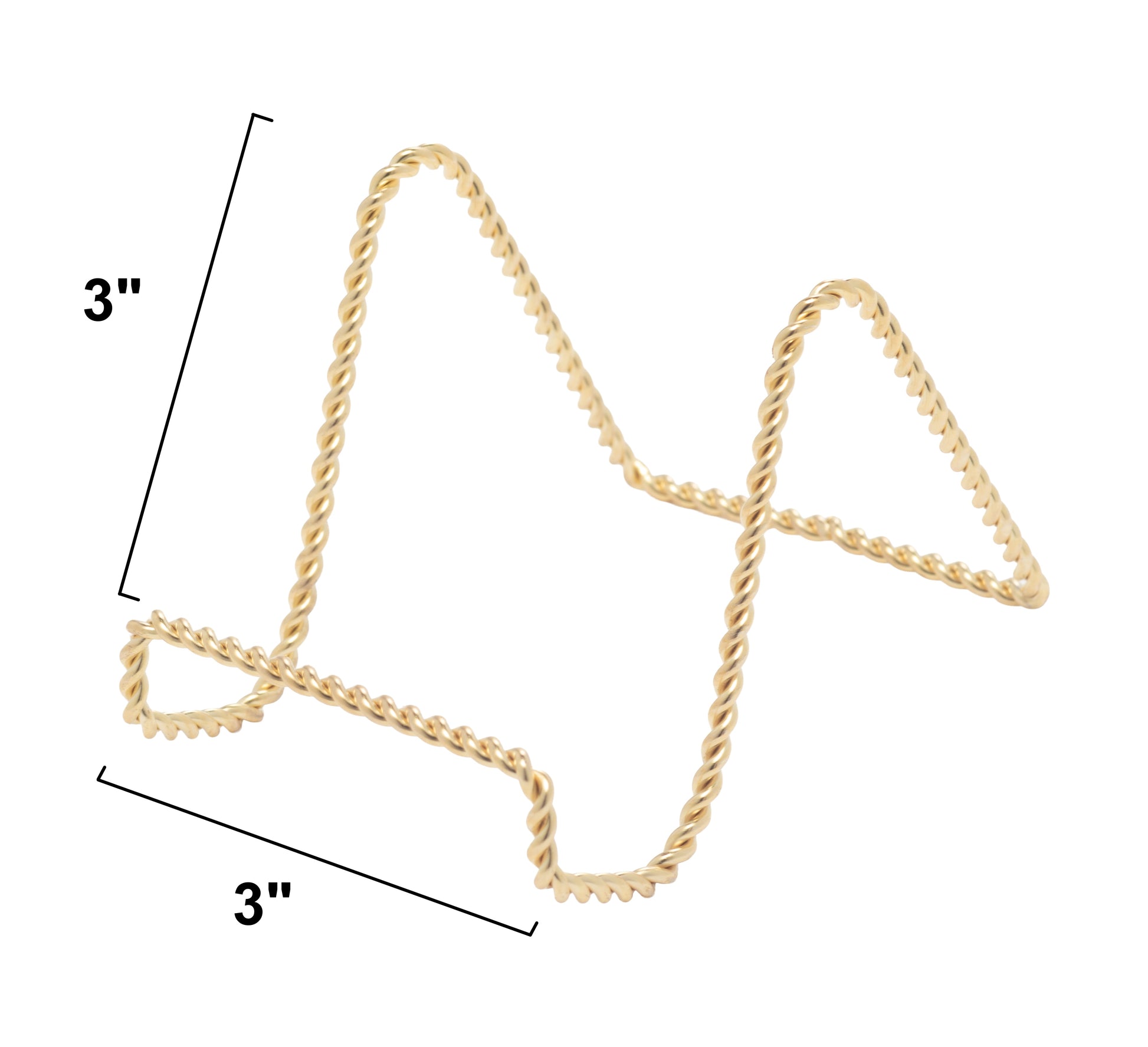 Brass Twisted Wire Easels - 3 Inch Gold Plate Stands for Display, Picture - side view