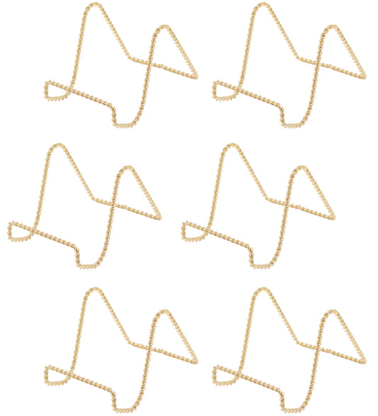 Brass Twisted Wire Easels - 3 Inch Gold Plate Stands for Display, Picture