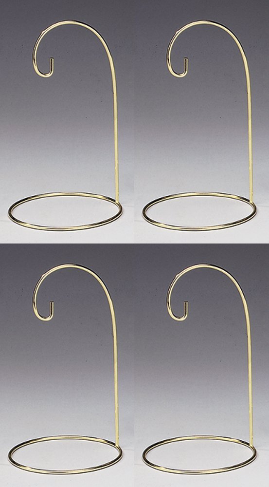 Metal Wire Ornament Stands Display Holder Gold Colored - 7" High - Set of 4 - brass, for christmas