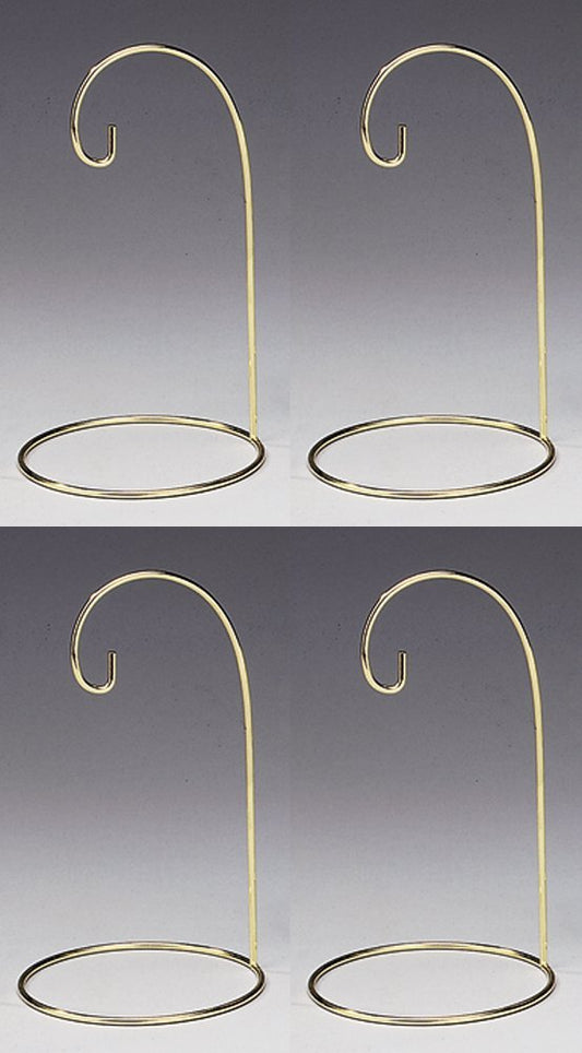 Metal Wire Ornament Stands Display Holder Gold Colored - 7" High - Set of 4 - brass, for christmas