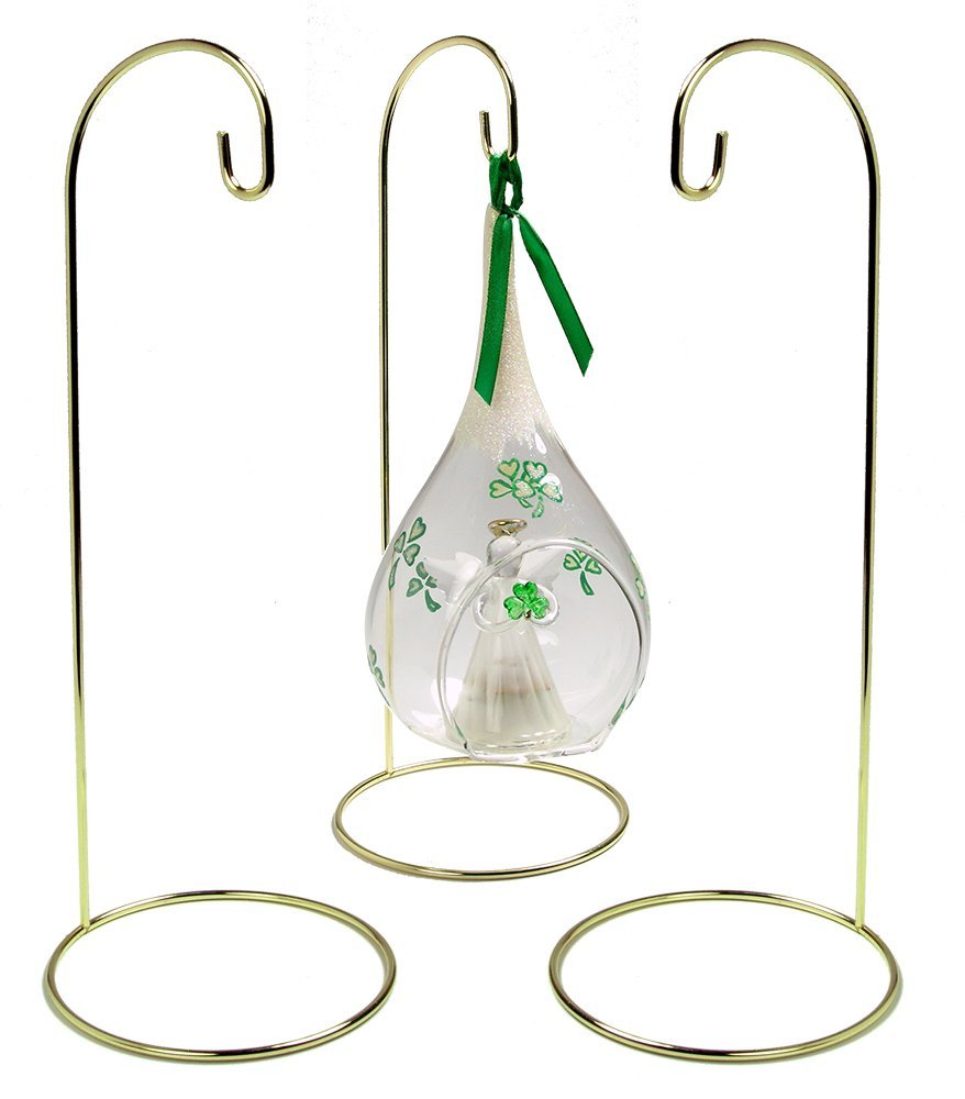 Metal Wire Ornament Stands Display Holder Gold Colored - 12" High - Set of 3 - glass, for christmas