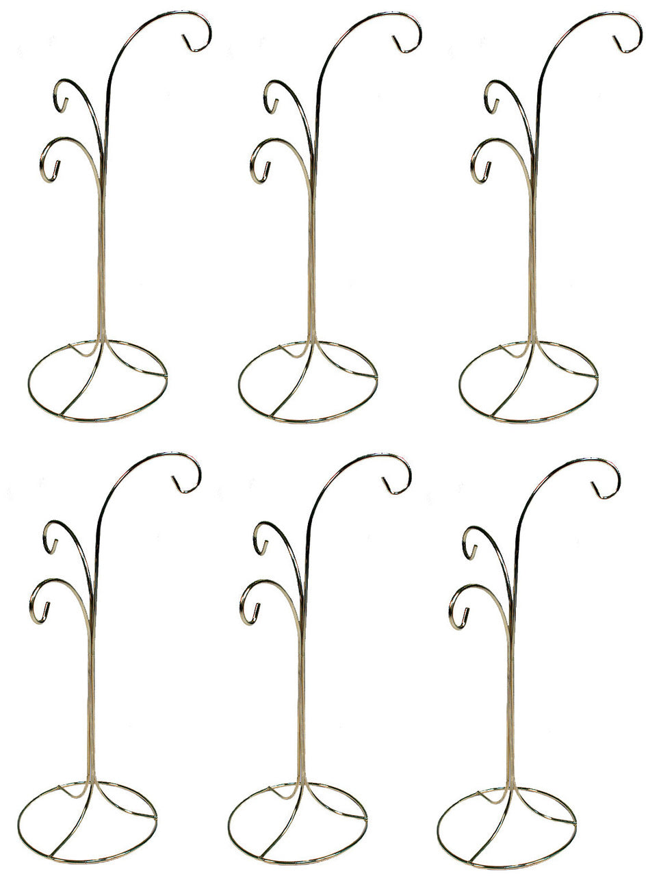 ORNAMENT DISPLAY STAND HOLDERS~w/ 3 HOOKS ~ LOT OF 6 - glass