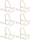4 Inch Adjustable Wire Stands - Brass Finish Display Holder for Picture Frames, Decorative Plates, and Small Collectibles | 6 Pack