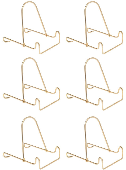 4 Inch Adjustable Wire Stands - Brass Finish Display Holder for Picture Frames,