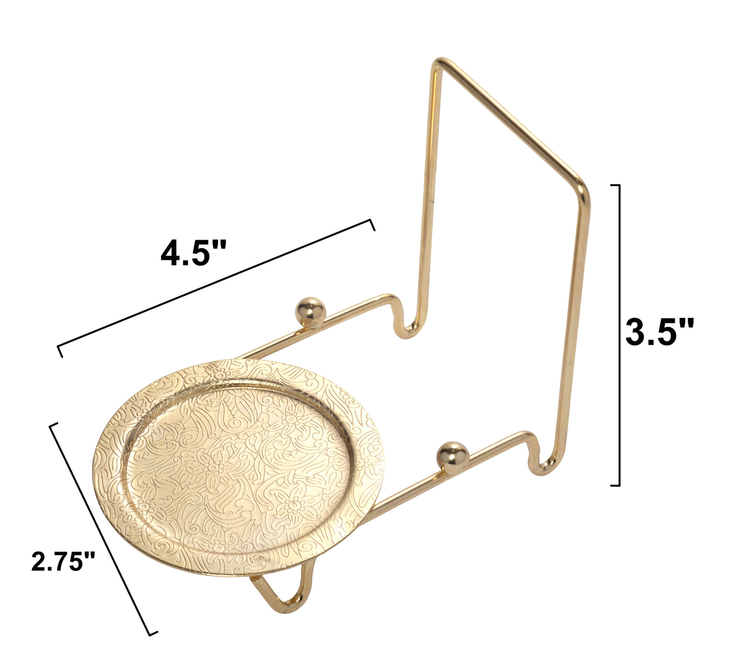 Etched Base Cup & Saucer Stand - Elegant Display Holder for Tea Sets, Plates, - side view