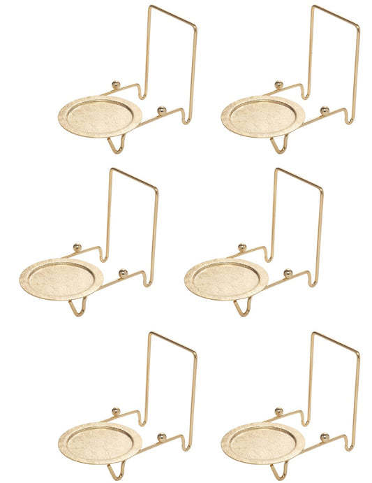Etched Base Cup & Saucer Stand - Elegant Display Holder for Tea Sets, Plates, - brass