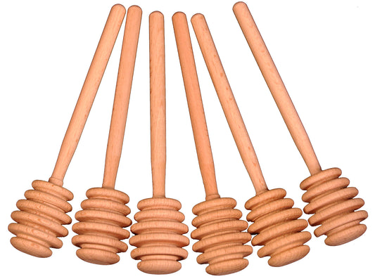 Creative Hobbies 6 Inch Wood Honey Dipper Stick Server for Honey Jar Dispense - wooden