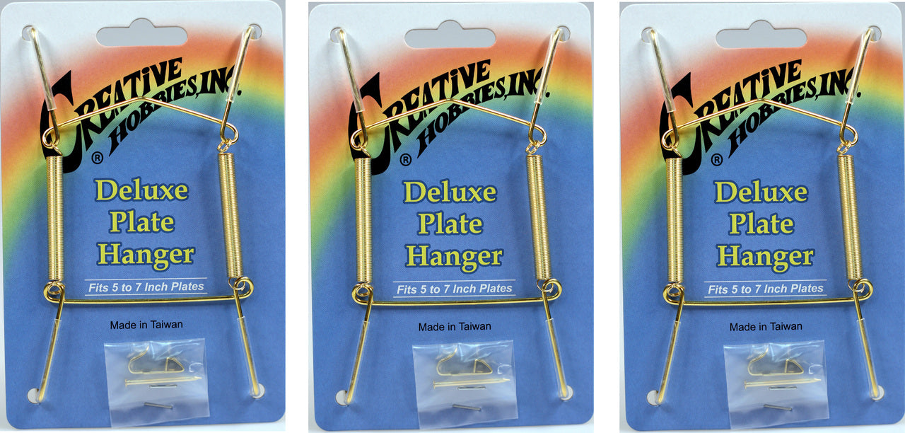 Creative Hobbies Deluxe Plate Display Hangers, Spring Style, Expandable to Hold - brass