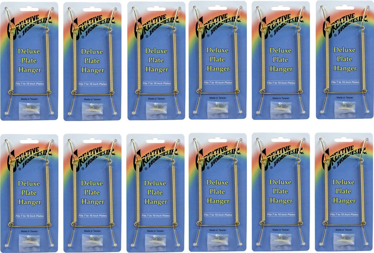 Creative Hobbies Plate Display Hangers, Spring Style, Expandable to Hold 8 to - brass