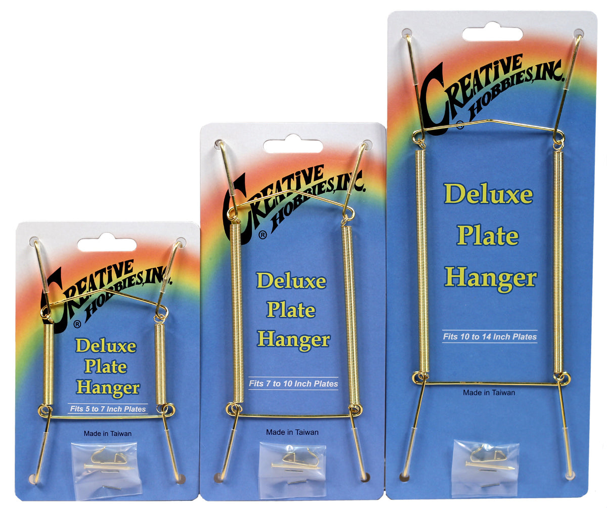 Creative Hobbies Deluxe Plate Display Hanger Assortment, Hang 5 to 14 Inch - brass