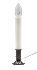 Electric Window Candle Lamp with Pewter Plated Base, On/Off Switch, Light Bulb, Ready to Use!