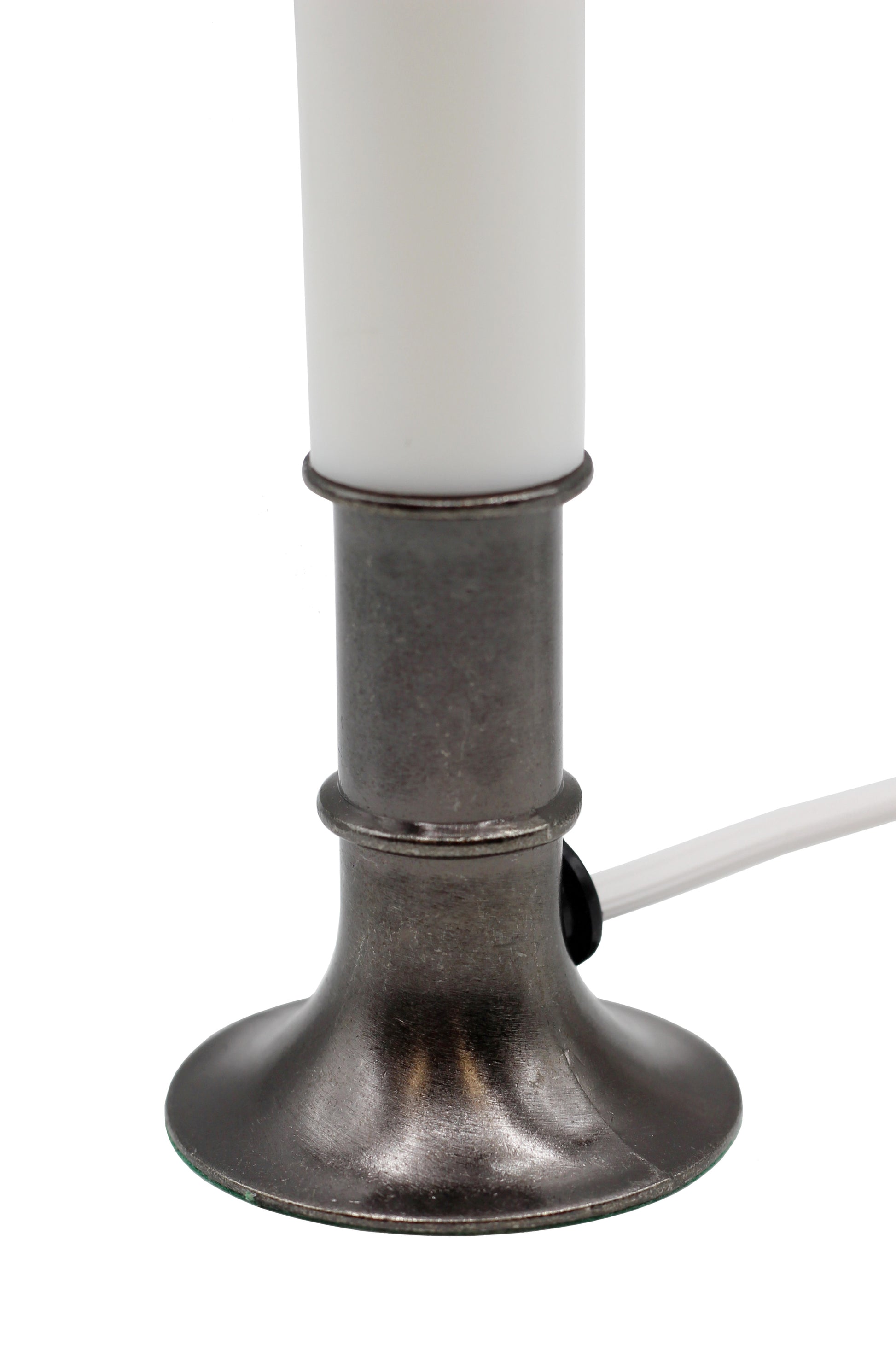 Electric Window Candle Lamp with Pewter Plated Base, Dusk to Dawn Sensor Turns - detail