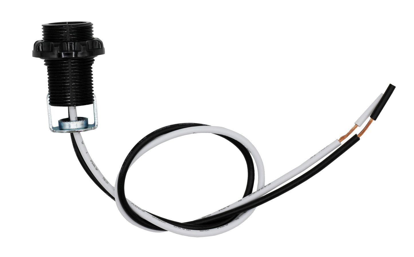 4 Pack - E12 Candelabra Socket with 12” Leads, External Threading, Hickey and - side view