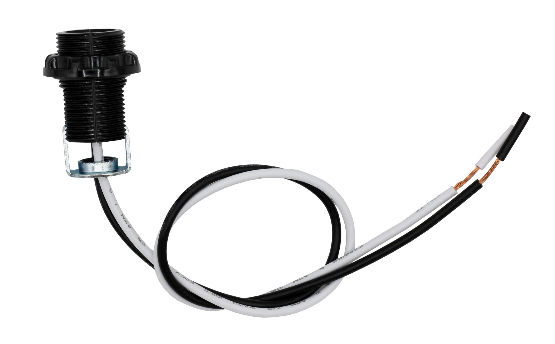 4 Pack - E12 Candelabra Socket with 12” Leads, External Threading, Hickey and - side view