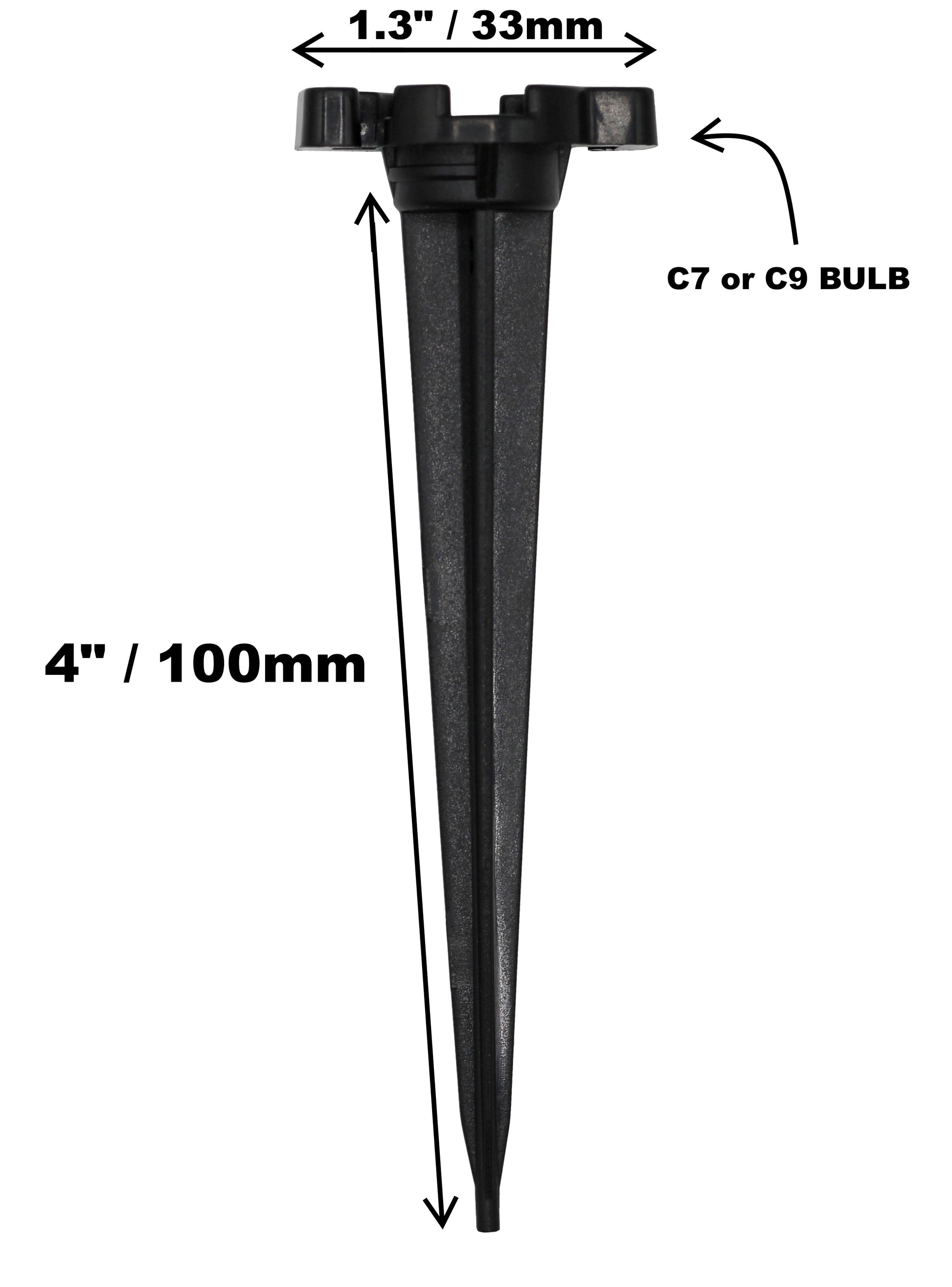 Projectpak 4.5 Inch Christmas Light Stakes for C7 and C9 String Lights, Ground - side view