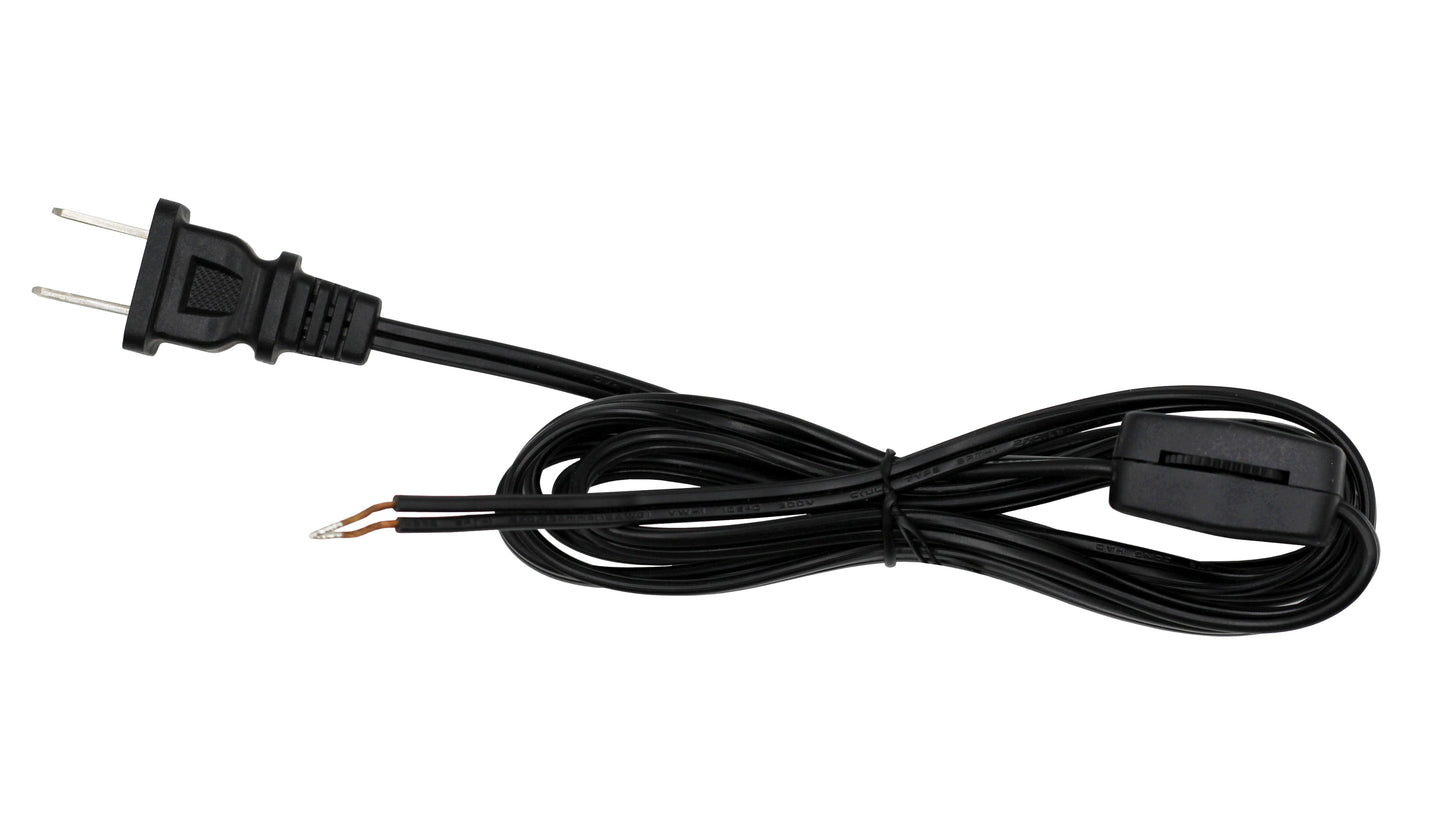 Black 6-foot lamp cord with rotary switch - 1 pack