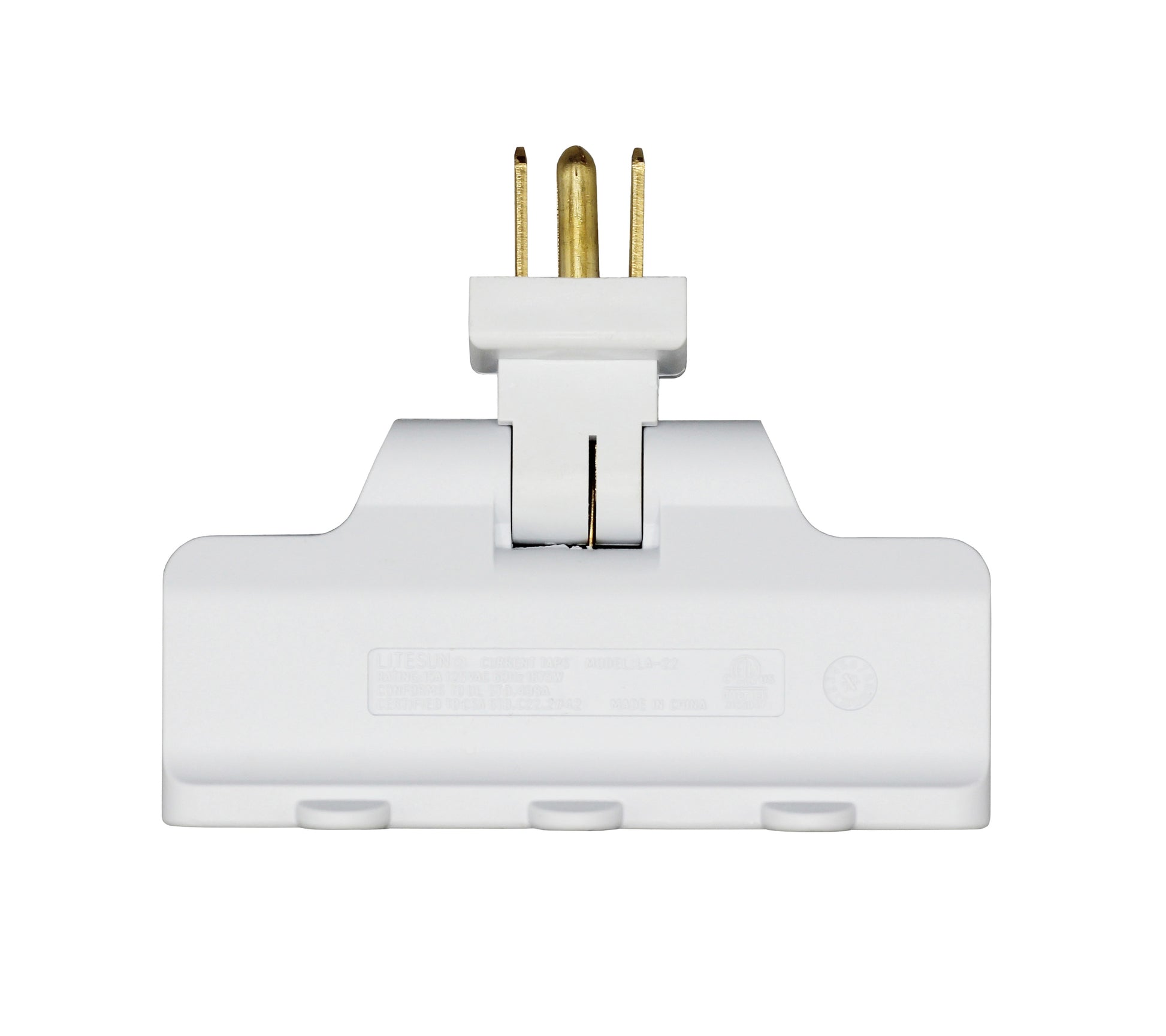 3 Outlet Grounded Swivel Wall Tap Splitter with 180° Rotating Plug, 1 to 3 - view 5