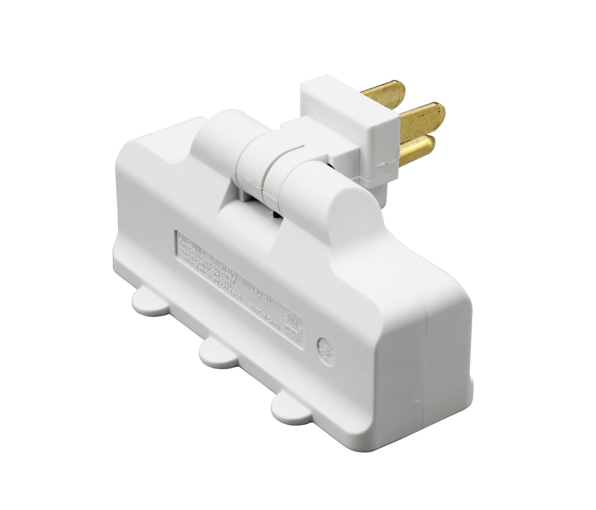 3 Outlet Grounded Swivel Wall Tap Splitter with 180° Rotating Plug, 1 to 3 - close-up