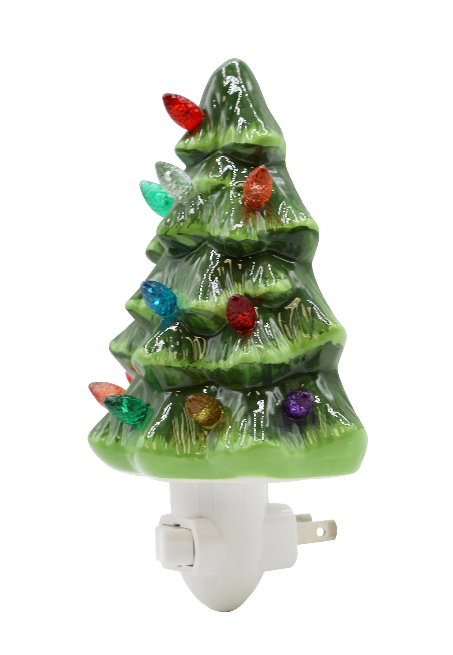 Christmas Tree Night Light - Plug in Ceramic Vintage Night Light with LED Bulb - detail
