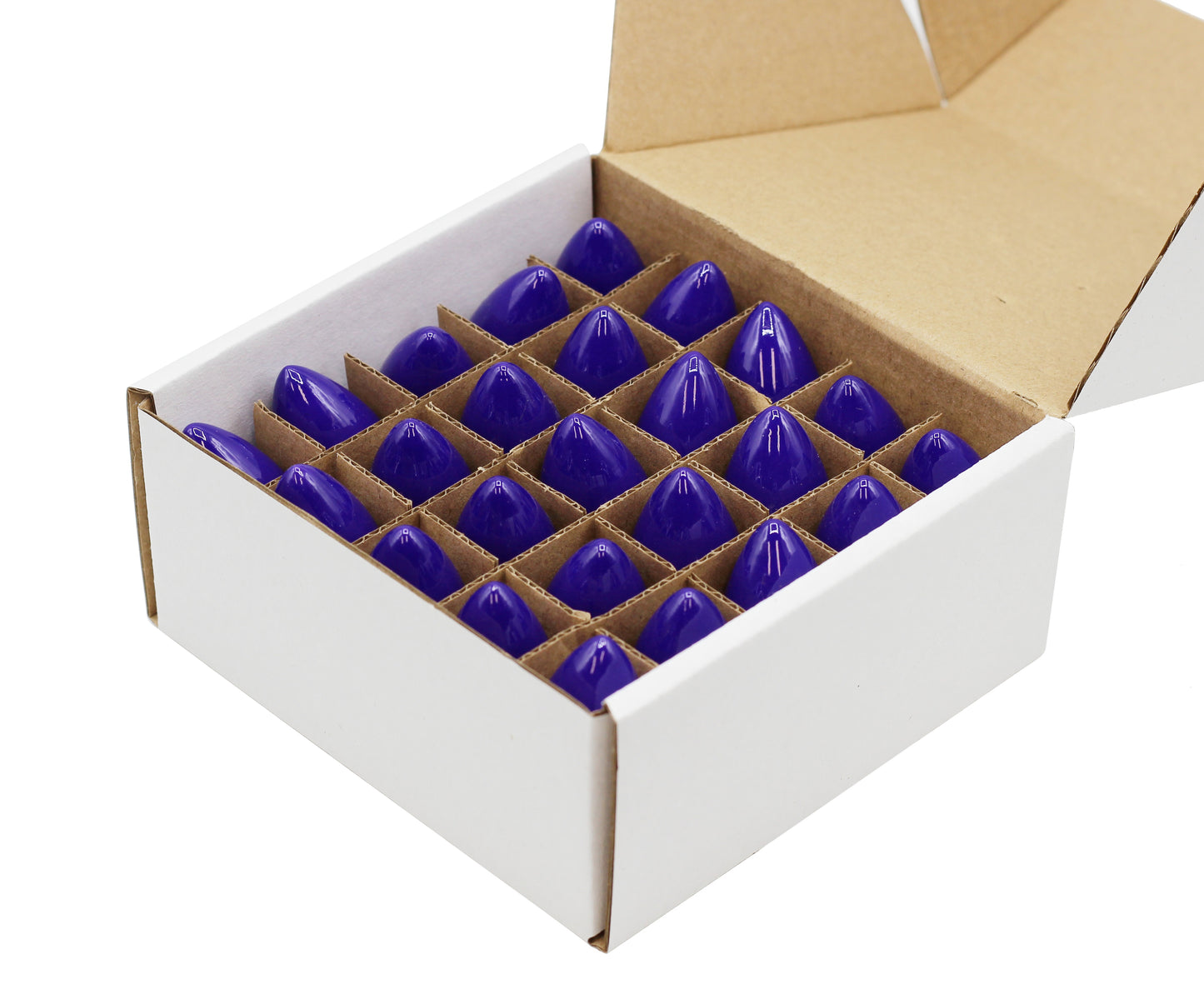 25 Pack C7 LED Purple Replacement Light Bulbs for Christmas Light Strings, 0.7W - side view