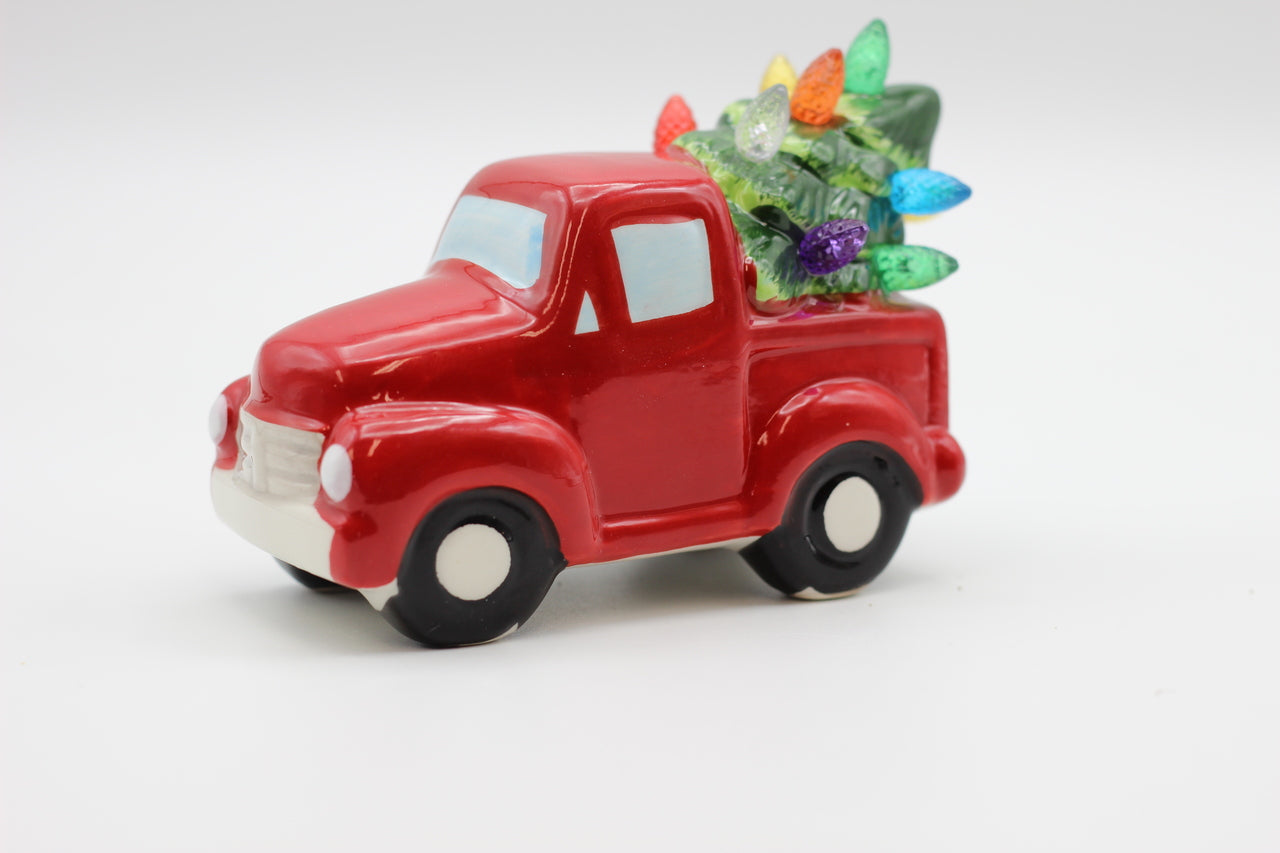 Creative Hobbies Christmas Tree in Truck Night Light - Plug in Ceramic Vintage - detail