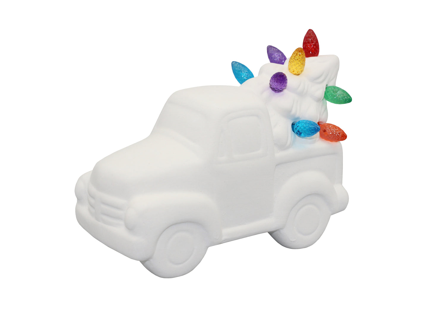 Creative Hobbies Ceramic Bisque Truck with Tree Night Light - Unpainted DIY - side view
