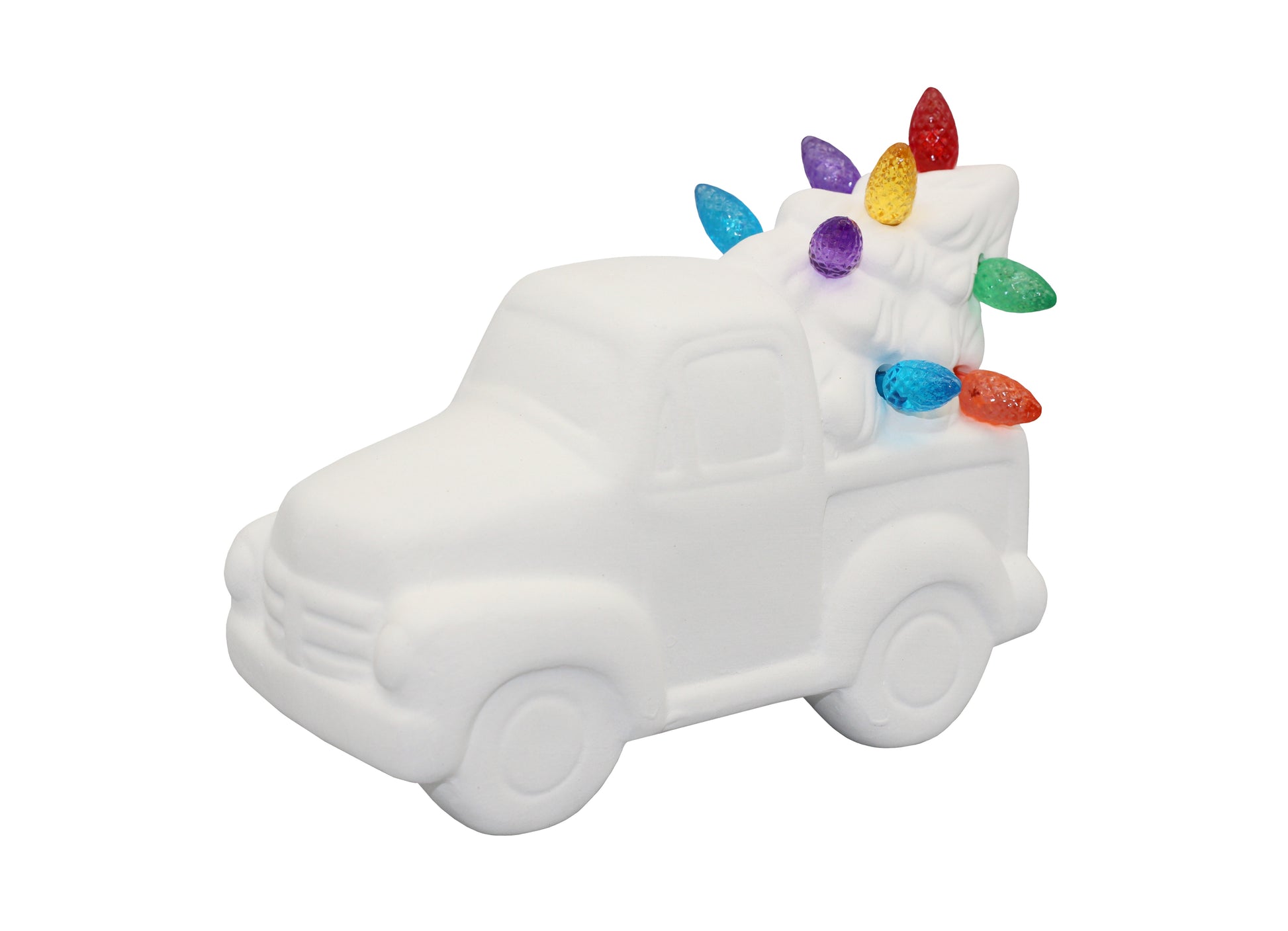 Creative Hobbies Ceramic Bisque Truck with Tree Night Light - Unpainted DIY - side view