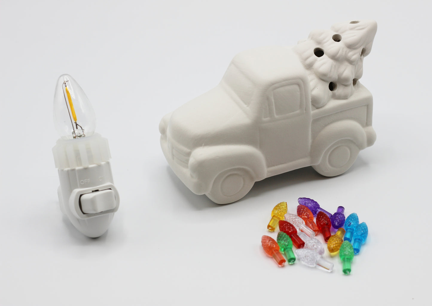 Creative Hobbies Ceramic Bisque Truck with Tree Night Light - Unpainted DIY - detail