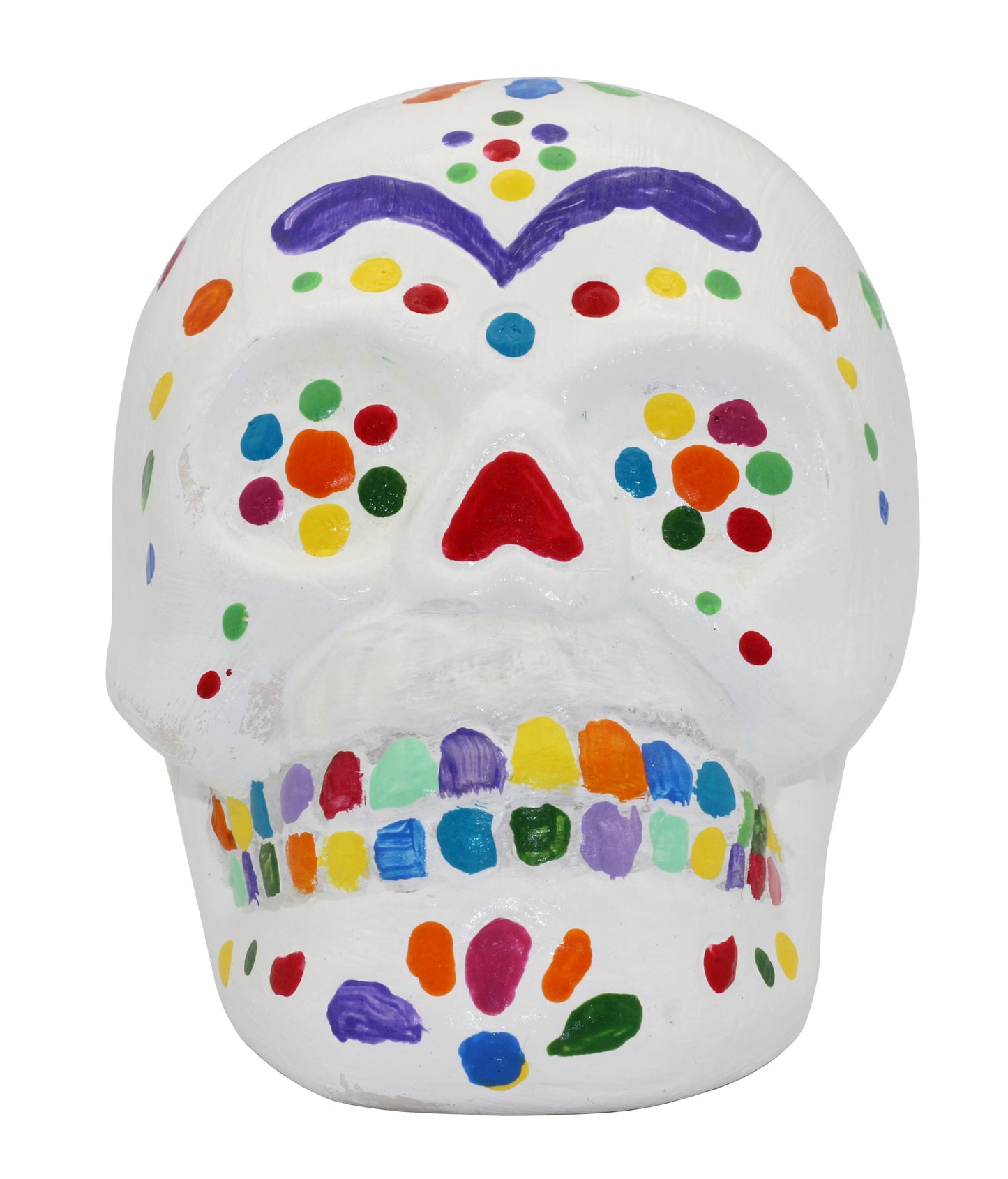 4 Pack of Ceramic Bisque Sugar Skull Shape Halloween Figurines - side view
