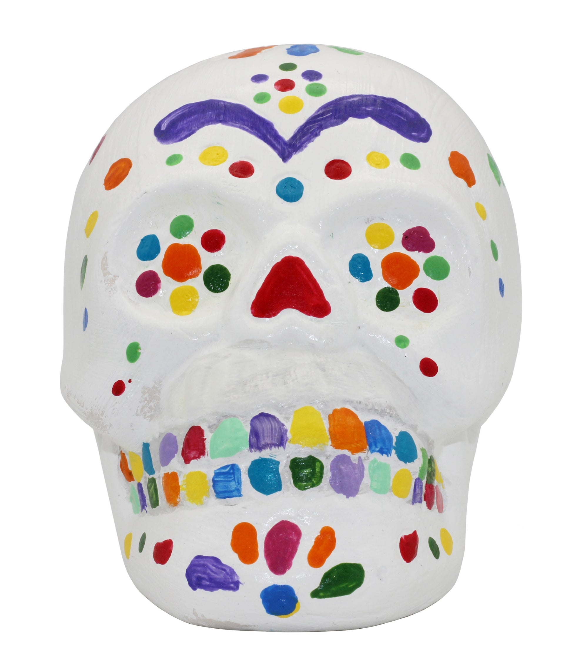 4 Pack of Ceramic Bisque Sugar Skull Shape Halloween Figurines - side view