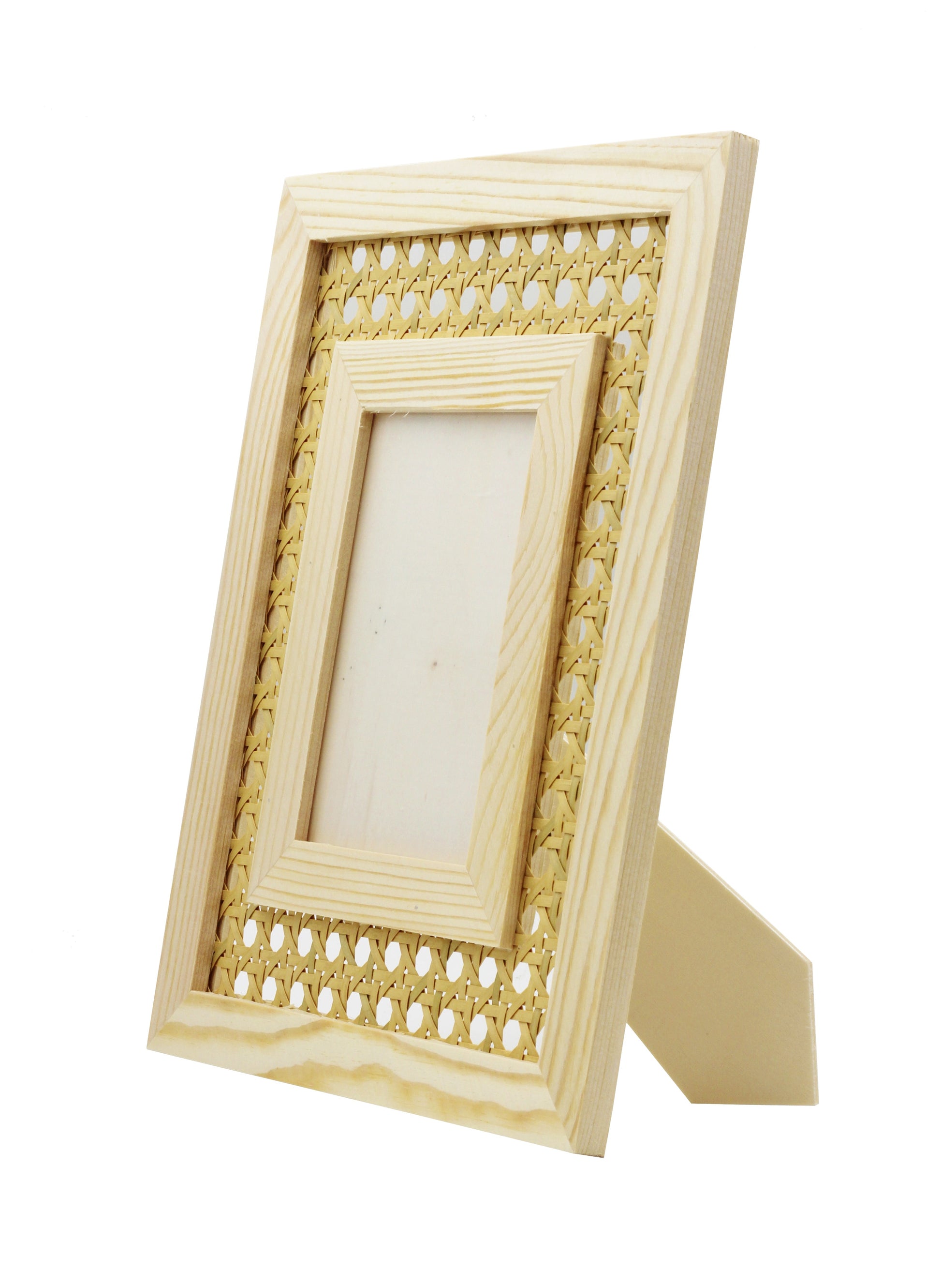 Unfinished Wood Cane Webbing Picture Frame, Paint or Decorate to Suit Your - view 6