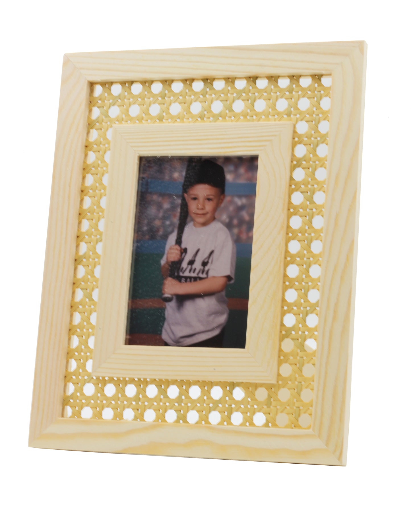 Unfinished Wood Cane Webbing Picture Frame, Paint or Decorate to Suit Your - detail